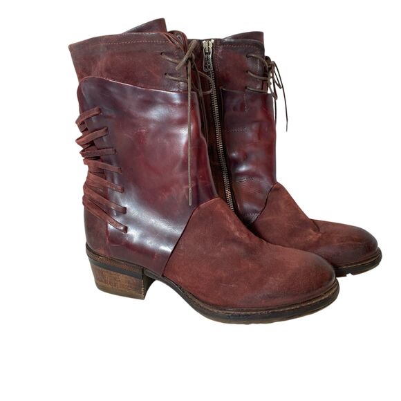 A.S.98 SUNDANCE Suede/Leather Mid Calf Boots Ombre Brown 39/8.5NEW Box, As Is